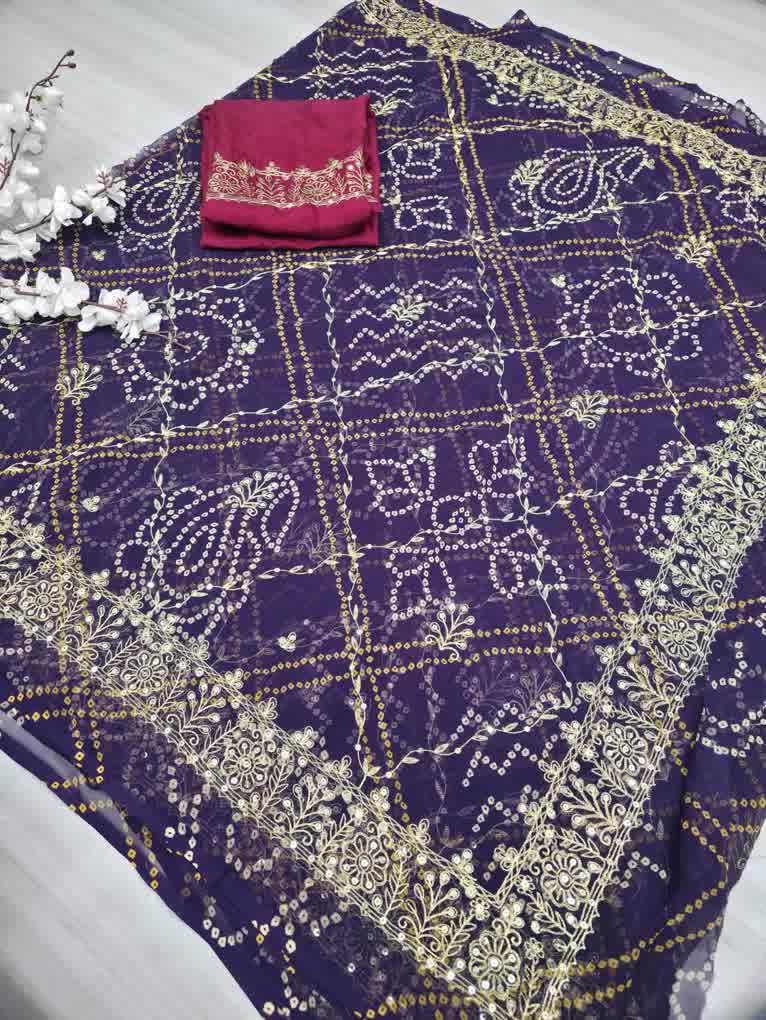 Purple kasab jaal bandhej