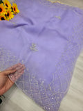 Fountian lavender colour hand work saree