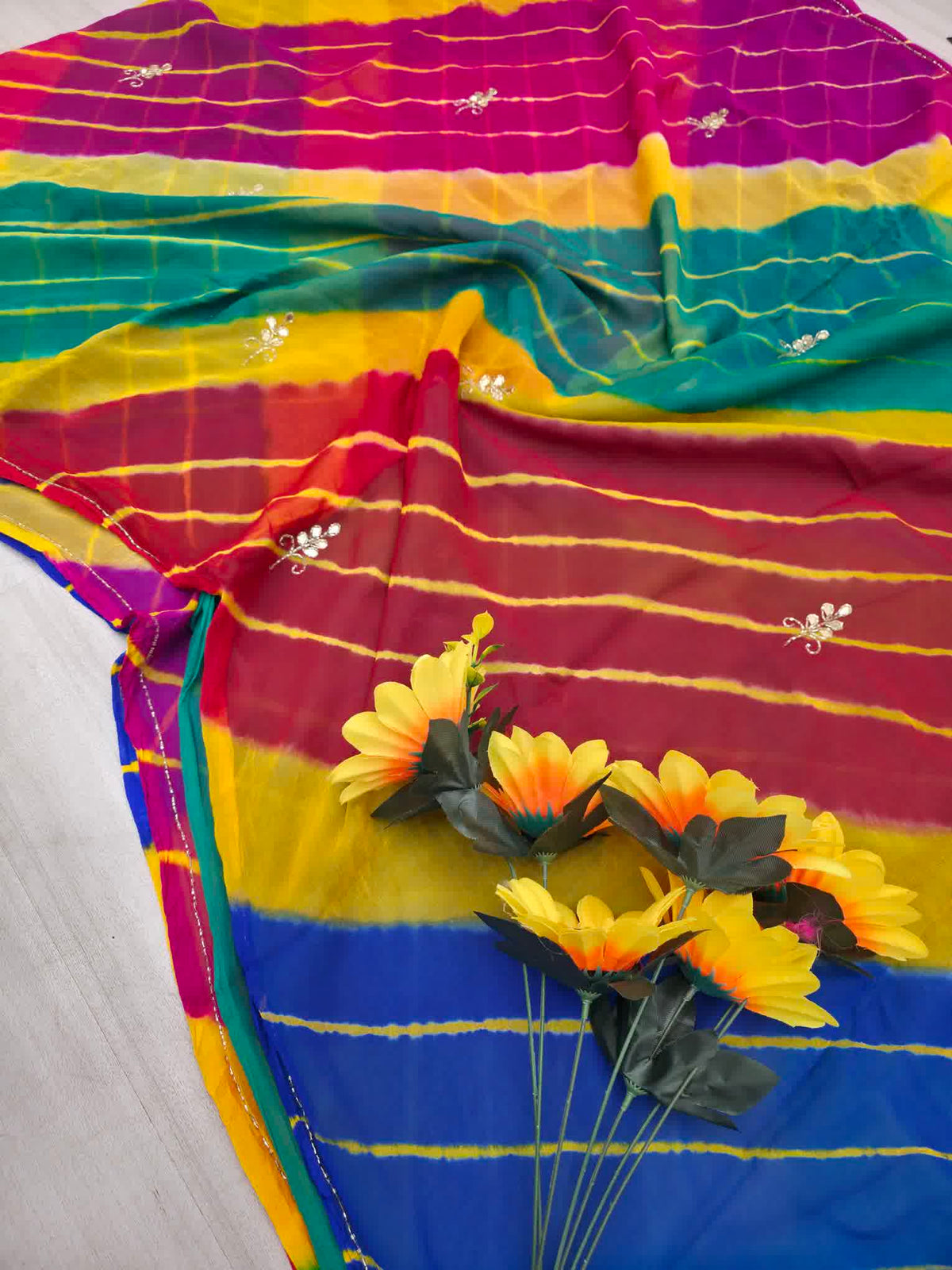 Multy colour hand work lehriya