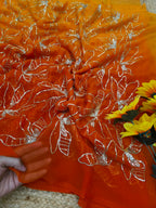 Rust orange aari jaal work