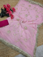 Pink gota Patti saree with Kiran border