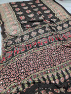 Ajrak mirror work saree