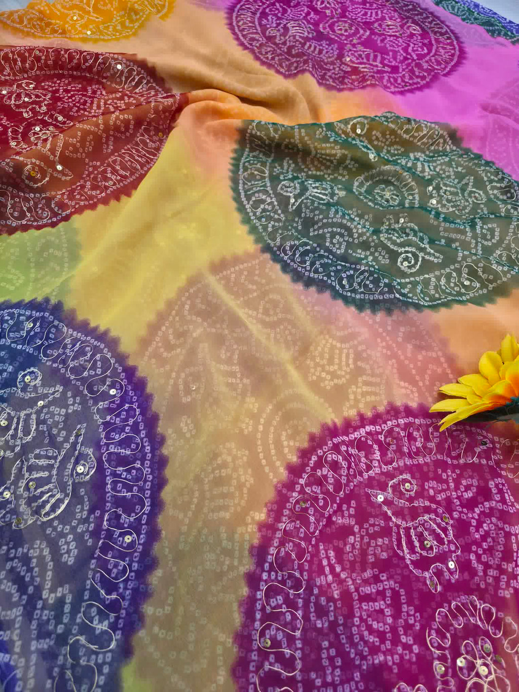 Rangeela designe multy colour aari work saree✨️