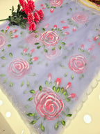 Lavender tissue saree with hand paint and hand work
