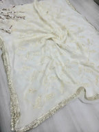 Off white Gota Patti jaal work with Kiran border