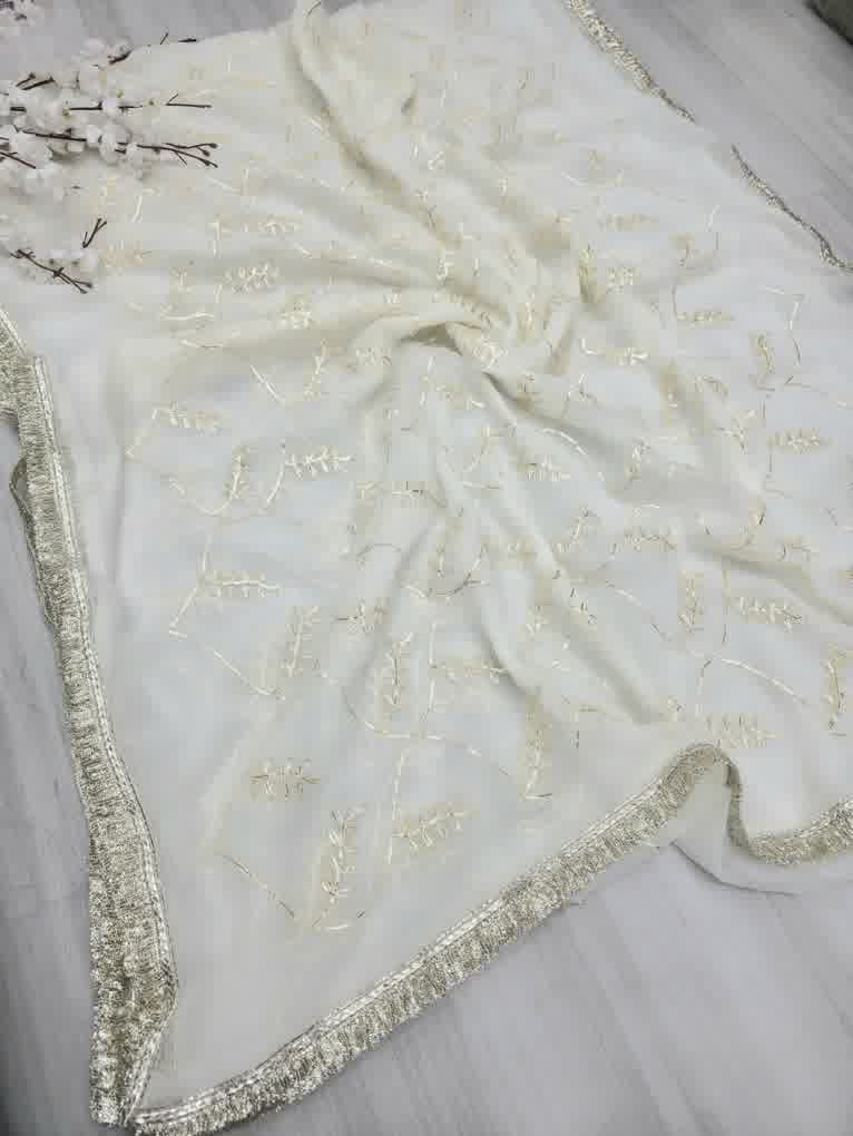 Off white Gota Patti jaal work with Kiran border
