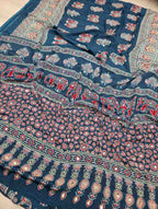 Ajrak mirror work saree